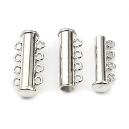 Four-wire cylindrical magnetic closure - silver - 1 piece