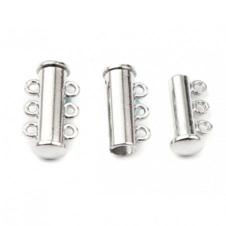 Cylindrical magnetic closure - three wires - silver -1 piece