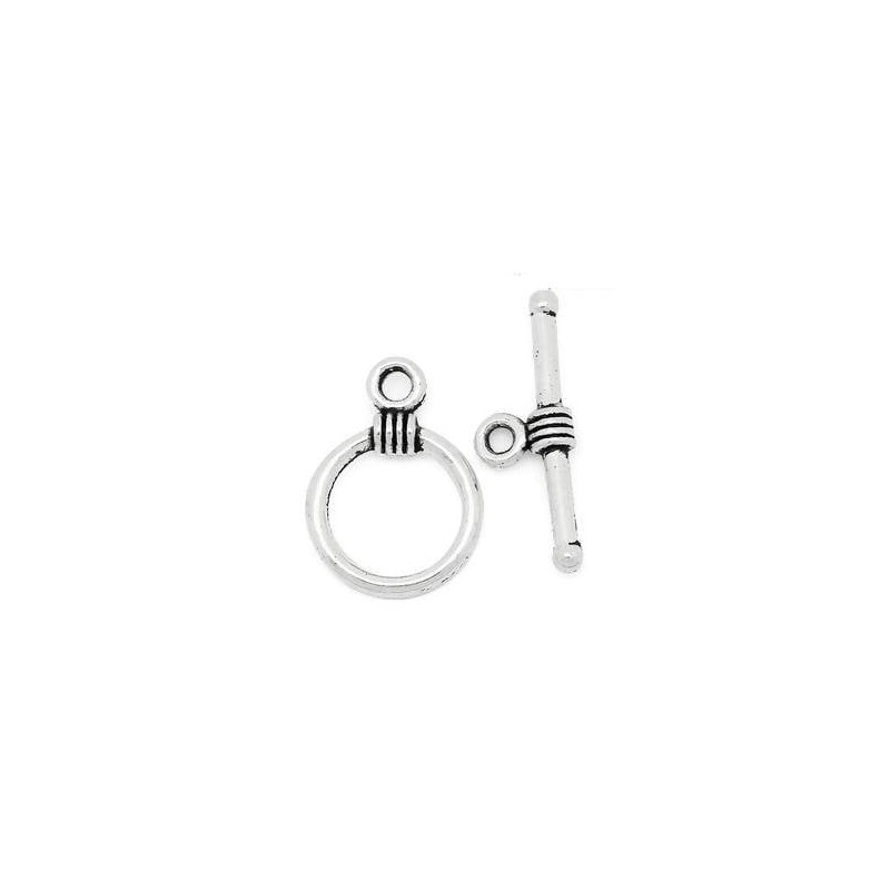 T-Bar closure - round - antique silver - 1 piece