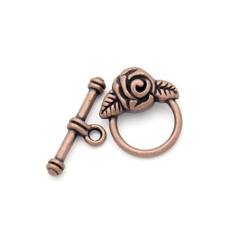 T-Bar closure - copper flower - 1 piece