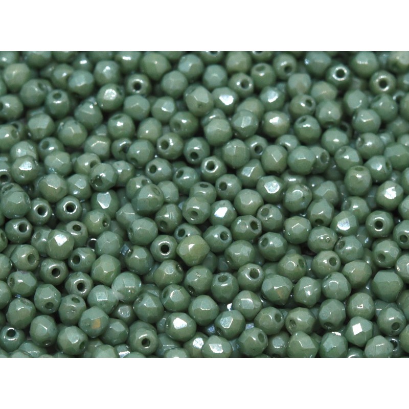Half crystals - 3mm – Chalk White Teal Luster – 50 pieces