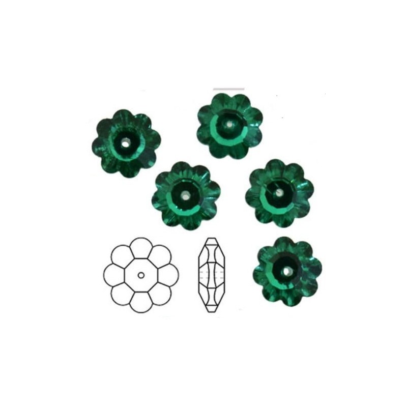 Glass daisies - 10 mm - Emerald - 5 Pieces