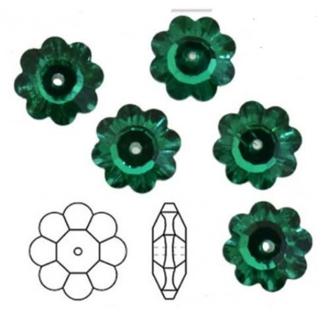 Margherite In Vetro - 10 Mm - Emerald - 5 Pezzi