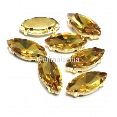 Glass shuttles with bezel 7x15m - Gold -2 pieces