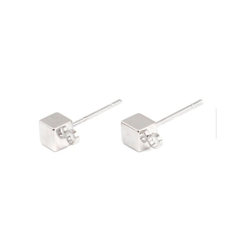 Cube Pins - Silver - 1 Pair