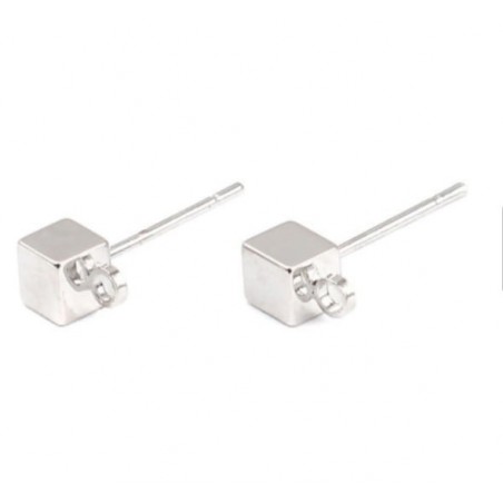 Cube Pins - Silver - 1 Pair