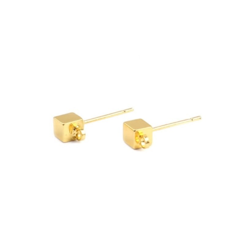 Perni Cubo - Dorati- 1 Coppia - 6X4mm