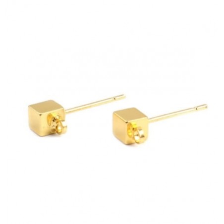 Cube Pins - Golden- 1 Pair