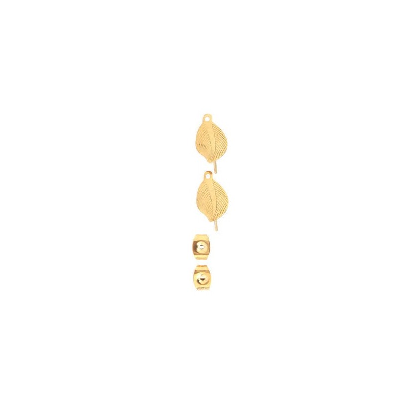 Earring pins - Steel - golden - 1 Pair