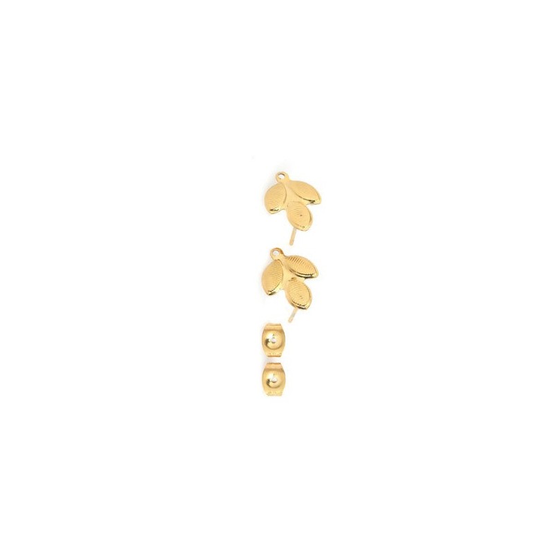 Earring pins - Steel - golden - 1 Pair