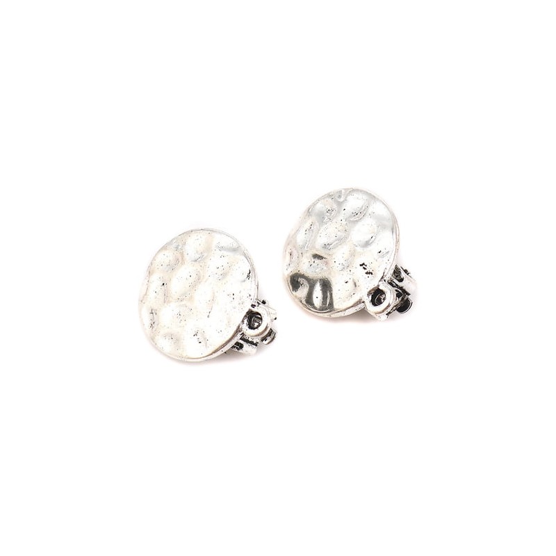 Earrings with clip - antique silver - 1 pair