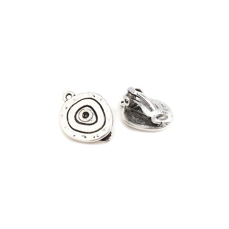 Earrings with clip - antique silver - 1 pair