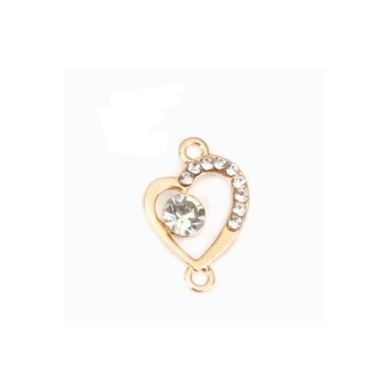 Connettore strass cuore  lega zinco - 18x12 mm –  2pz