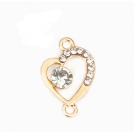 Connettore strass cuore  lega zinco - 18x12 mm –  2pz