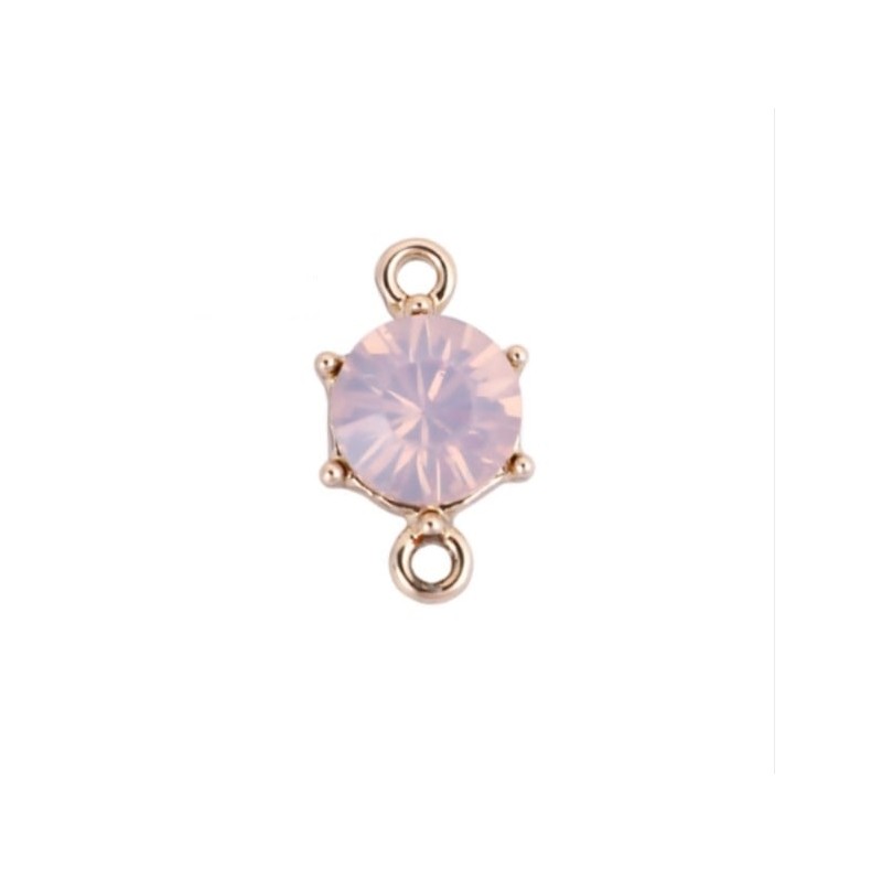 Connector with chaton - pink - 15x9 mm – 2 pieces
