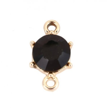 Connector with chaton - black -15x9 mm – 2 pieces
