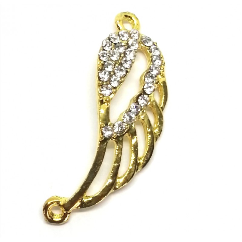 Connettore metallo ali dorate strass - 35x12 mm –  1 pezzo