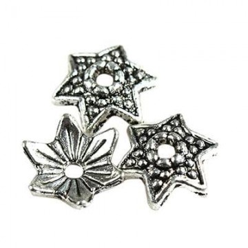 Coppetta stella -9mm- argentata anticata -10 Pezzi