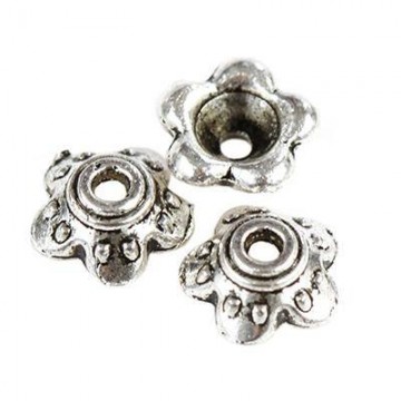 Coppetta copriperla -7mm- argentata anticata -10 pezzi