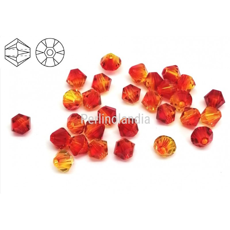Bicono Swarovski 4mm- Fire opal-48 Pezzi (5328)