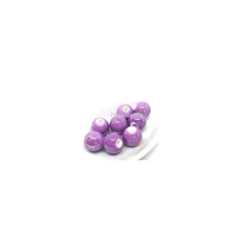 Ceramic beads -8 mm - Lilac - 15 pieces