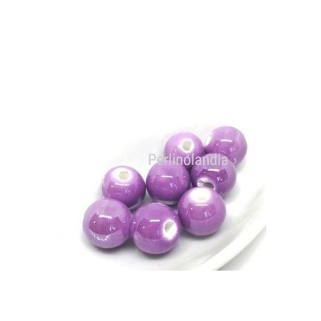 Ceramic beads -8 mm - Lilac - 15 pieces
