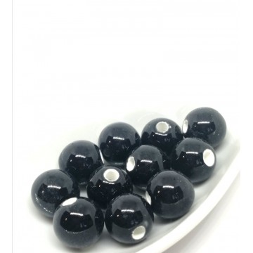 Perle In Ceramica - 8 Mm - nero - 15 Pezzi