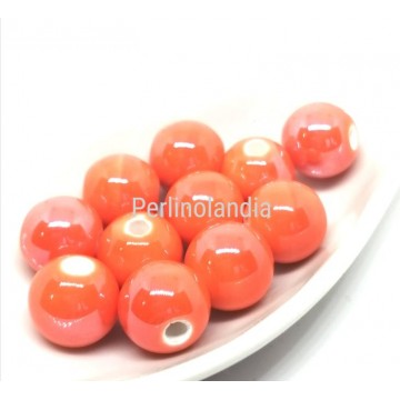Perle In Ceramica - 8 Mm -Arancio - 15 Pezzi