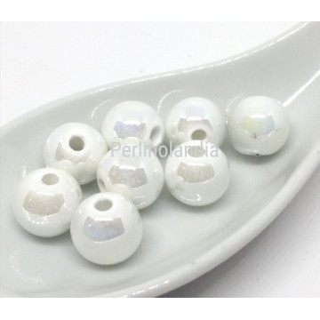 Perle In Ceramica - 8 Mm - Bianche - 15 Pezzi