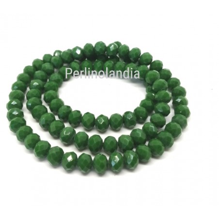 rondelle sfaccettate - 6X4mm –Opaque Dark Green - 1 filo