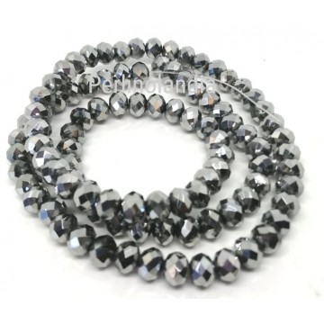 rondelle sfaccettate - 6X4mm –  Metallic Silver  - 1 filo