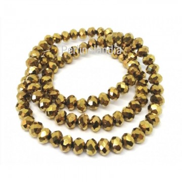 rondelle sfaccettate - 4X3mm - Metallic Gold - 1 filo