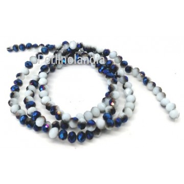 rondelle sfaccettate - 4X3mm – White/blue Raimbow- 1 filo