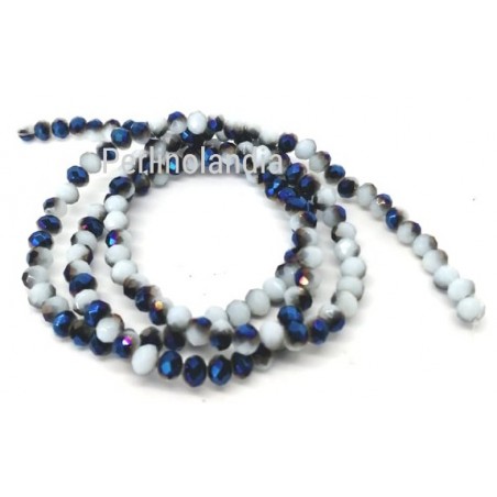 rondelle sfaccettate - 4X3mm – White/blue Raimbow- 1 filo