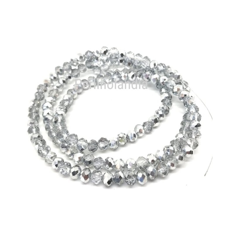 Faceted Washers - 3x2mm - Silver ab - 1 Wire