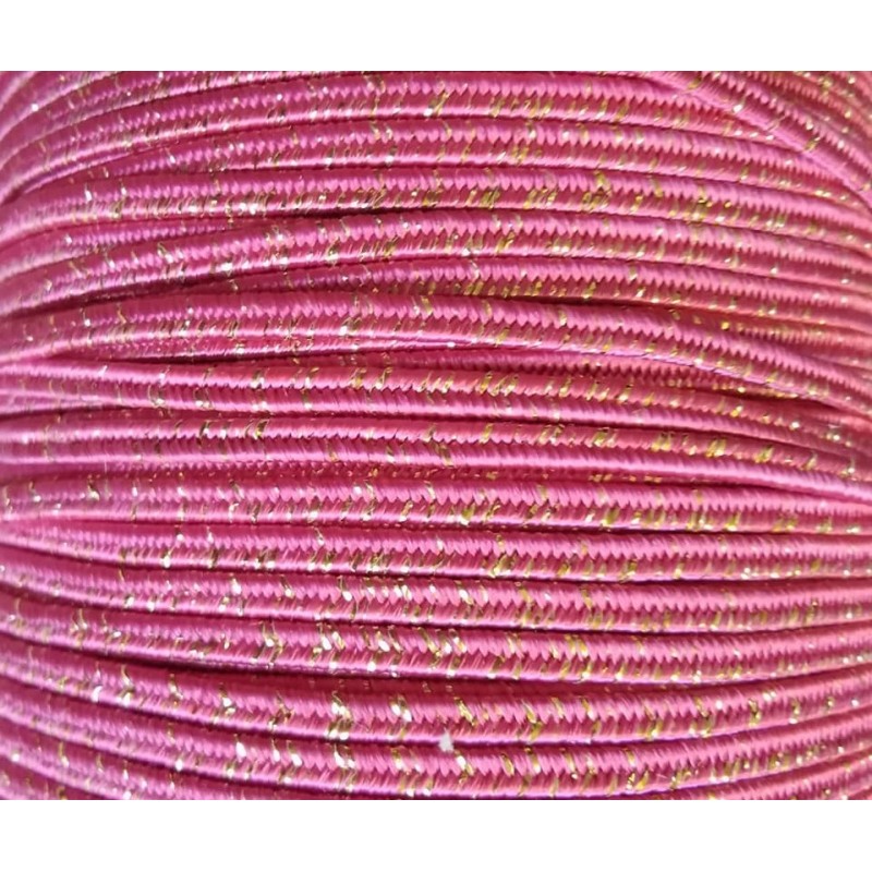 soutache lame' cord - 3mm- fuchsia/gold -1 meter