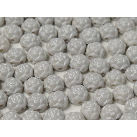 Rosetta Cabochon 6mm- 2 Holes- Alabaster Pastel Grey -10 Pieces