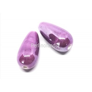 Gocce in ceramica 20x10mm - lilla -2 pezzi