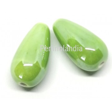 Gocce in ceramica 20x10mm - Verde -2 pezzi