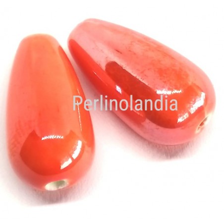 Gocce in ceramica 20x10mm - Arancio-2 pezzi