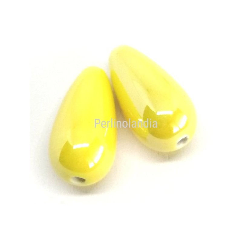 Gocce in ceramica 20x10mm - Giallo-2 pezzi