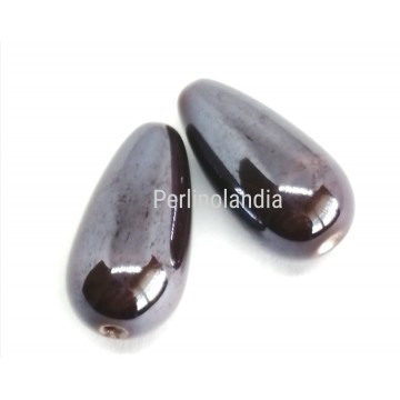 Gocce In Ceramica 20x10mm -Marrone -2 Pezzi