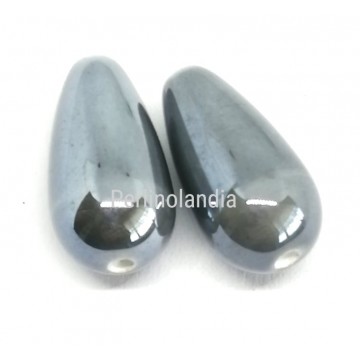 Gocce In Ceramica 20x10mm -Grigio Scuro-2 Pezzi