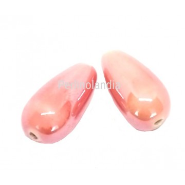 Gocce In Ceramica 20x10mm -Pesca -2 Pezzi