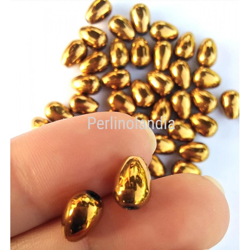 Glass drops 9x6mm bronze10 pieces