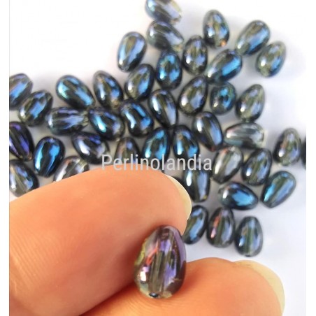 Gocce in vetro 9x6mm - Transparent Blue-10 pezzi