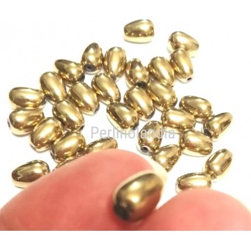 Gocce In Vetro 9x6mm - Metallic Gold-10 Pezzi
