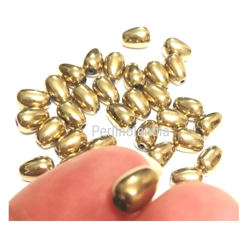 Gocce In Vetro 9x6mm - Metallic Gold-10 Pezzi