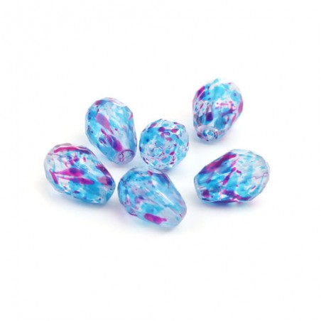 Gocce Briolette 11x8mm- Cristallo Cinese-blue splash -10 Pezzi