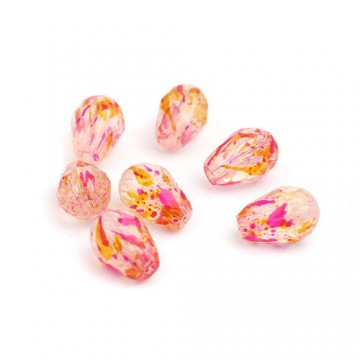 Gocce Briolette 11x8mm- Cristallo Cinese-rosa splash -10...